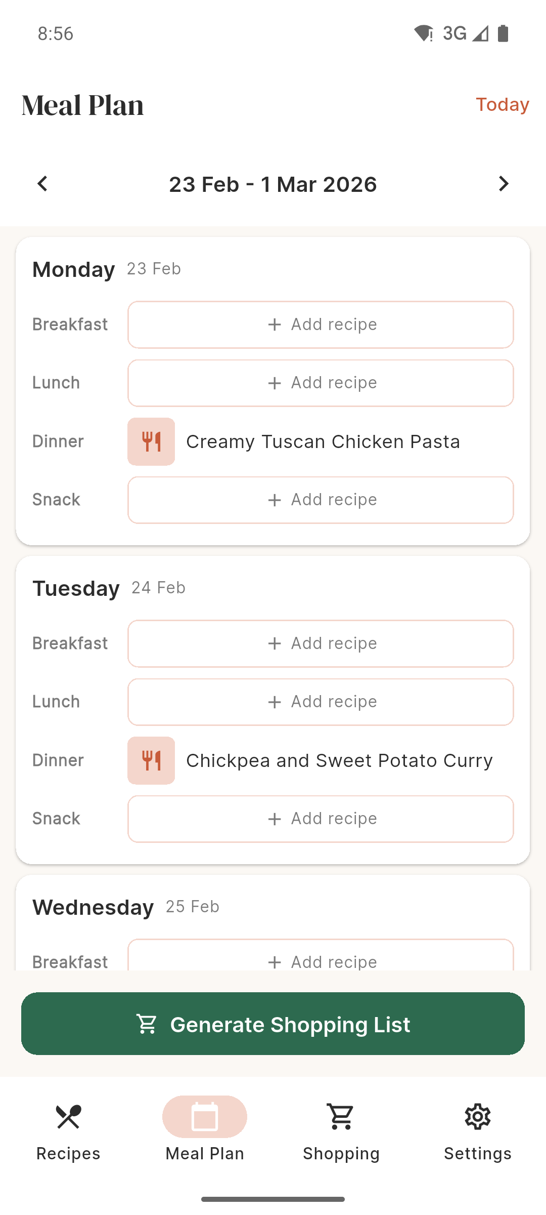 RecipeDrop Meal Planner