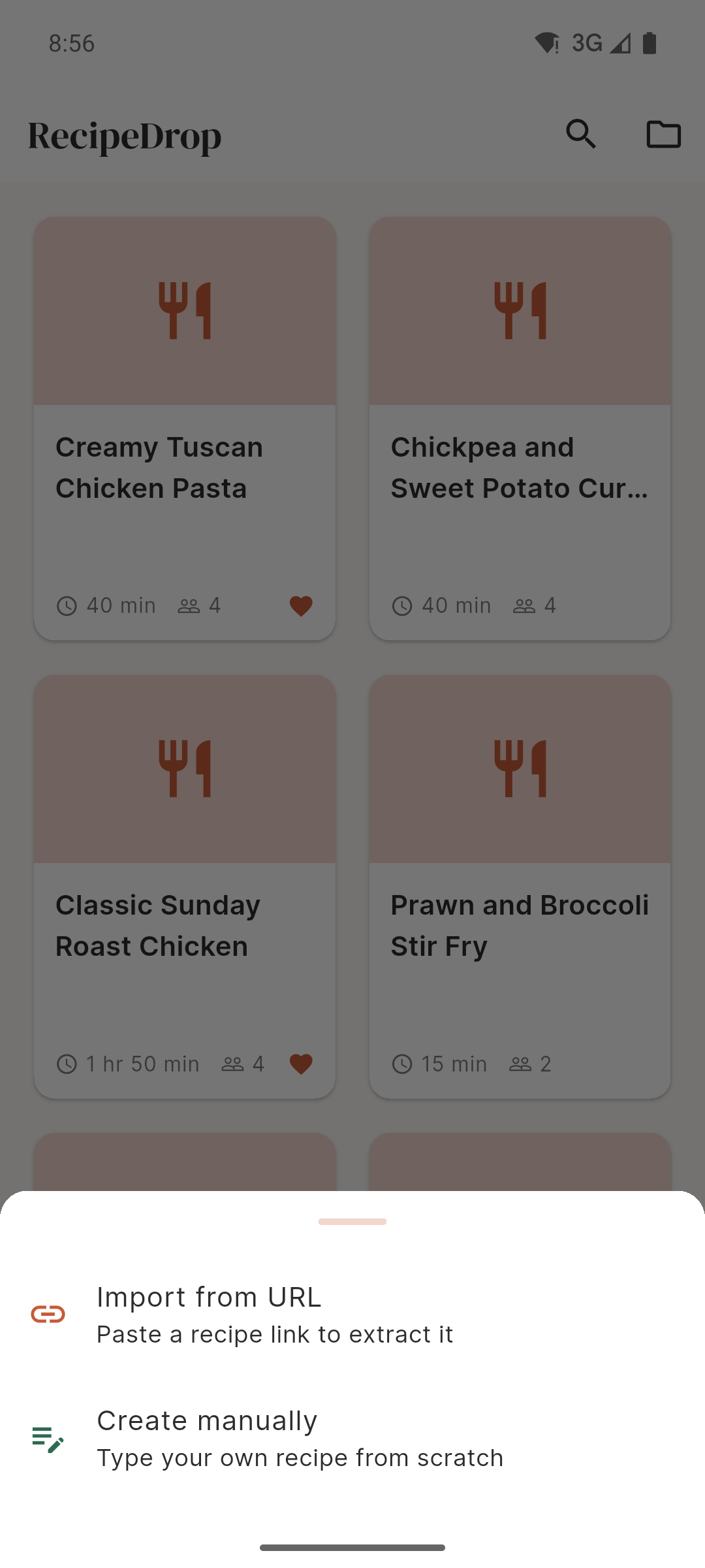 RecipeDrop clean recipe import view